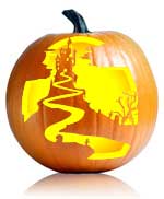Haunted House Pumpkin Stencil