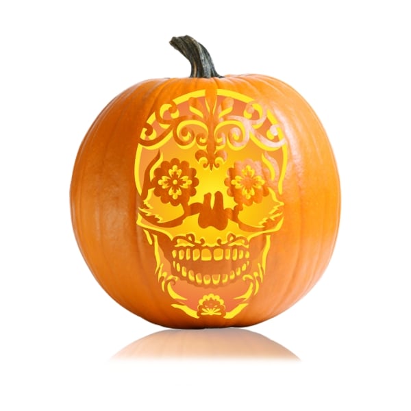 day of the dead skull pumpkin template